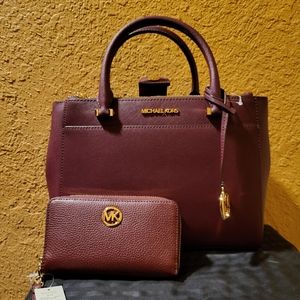 Large Burgundy Michael Kors Purse and Wallet